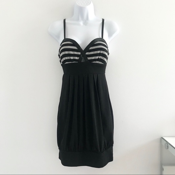COPY - Guess Chic Silver Stripes & Black Pleaded Dress - Picture 2 of 15